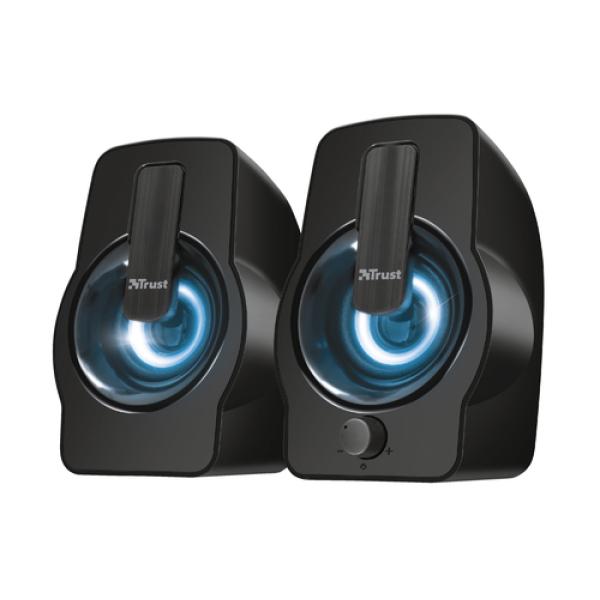 Altavoces 2.0 Trust 2.0 Gemi Rgb 12w Rms Iluminacion Led Alimentados Por Usb Color Negro 22948