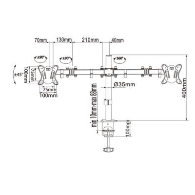 Soporte De Mesa Equip 650152 Para 2 Pantallas 13"-32" De Brazo