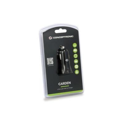 Cargador De Coche Conceptronic Carden04b 2puertos Usb A 4.8a 24w