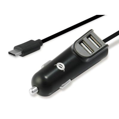 Cargador De Coche Conceptronic Carden05b Con Cable Usb-c + 2