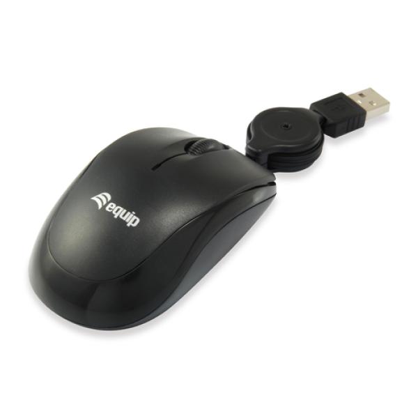 Mouse Equip Life Optico 2 Botones Usb Cable Retractil Color Negro 1000dpi