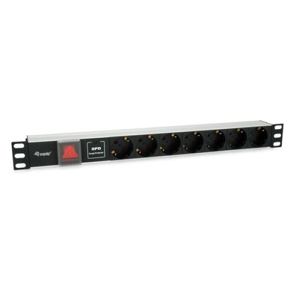 Regleta Alimentacion Rack 19" 1u 7 Tomas Con Interruptor Y Protector Sobretension