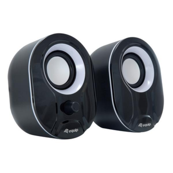 Altavoces 2.0 Equip Life 6w Rms Color Negro Y Blanco Jack 3.5" Control De Volumen Alimetancion Usb