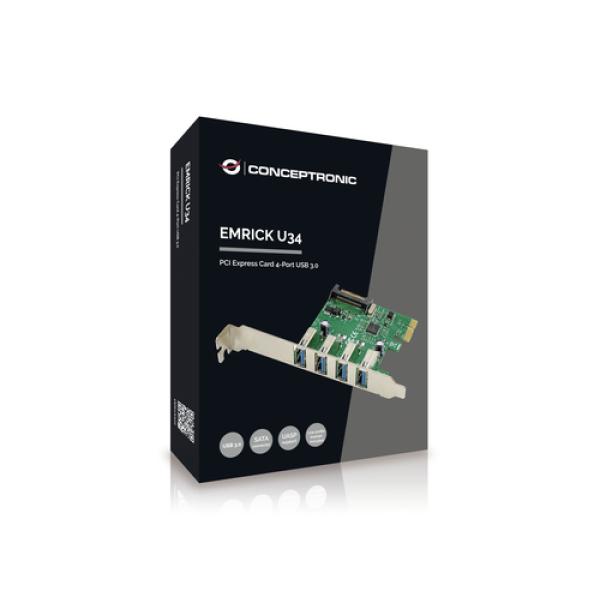 Controladora Pcie Conceptronic Emrick02g Pcie 4 Puertos Usb 3.0 Emrick U64