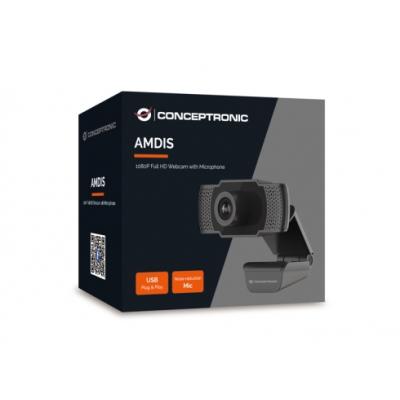 Webcam Fhd Conceptronic Amdis 1080p Usb 3.6mm 30 Fps Angulo