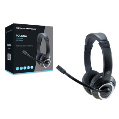 Headset Conceptronic Polona Usb Microfono Flexible Control De