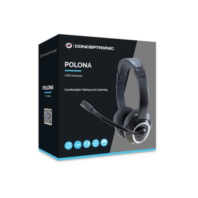 Headset Conceptronic Polona Usb Microfono Flexible Control De