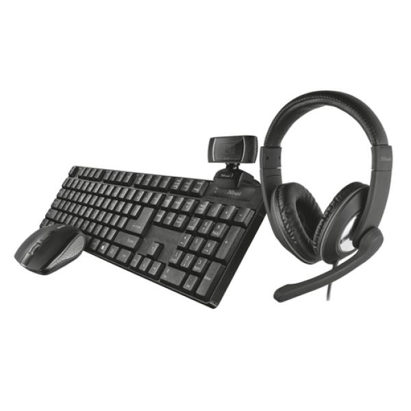 Pack Tec Mouse Headset Y Webcam Trust Bundle  Headset Reno +teclado Y Mouse Ximo+webcam Ttrino 24042