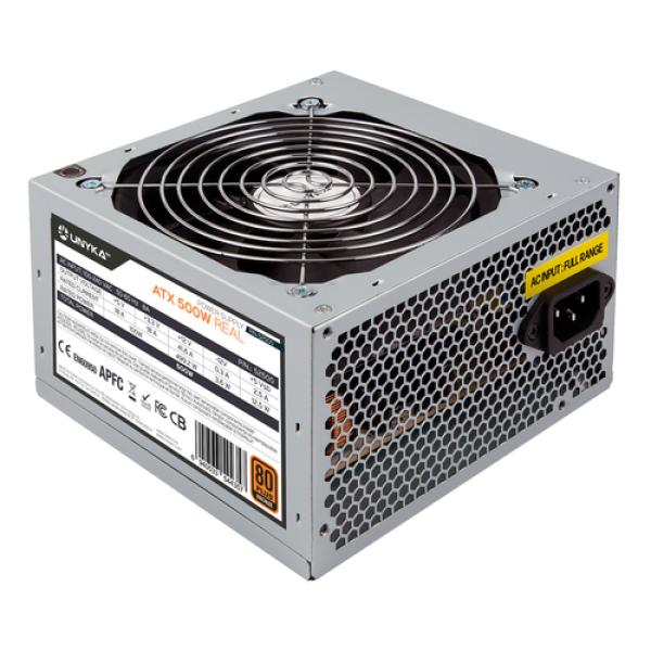 Fuente De Alimentación Unykach Atx 52500 500w 80+ Bronze Apfc Activo Ventilador 120mm Ultra Silencioso