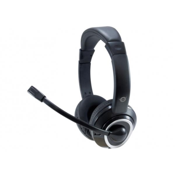 Headset Conceptronic Polona Conexion Jack 3.5mm Microfono Flexible Control De Volume Color Negro