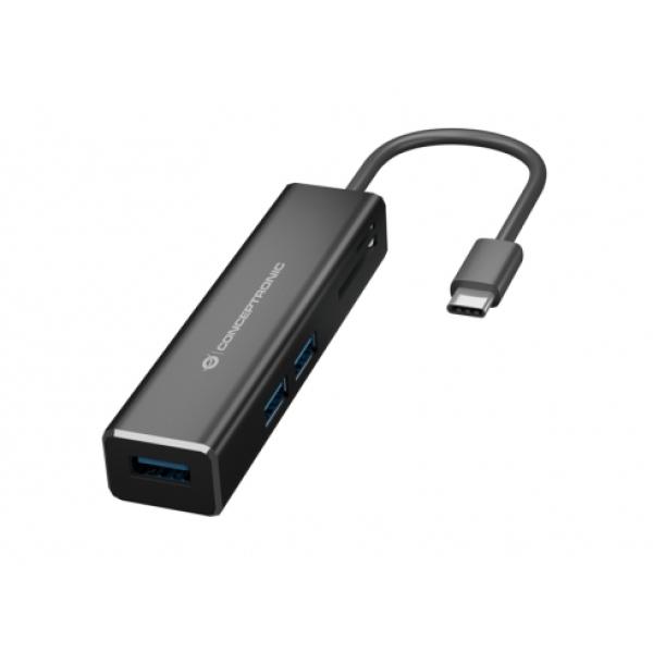 Hub 3.1 Usb-c Conceptronic Donn08 3 Puertos Usb 3.0 Y Lector Tarjetas Sd / Microsd