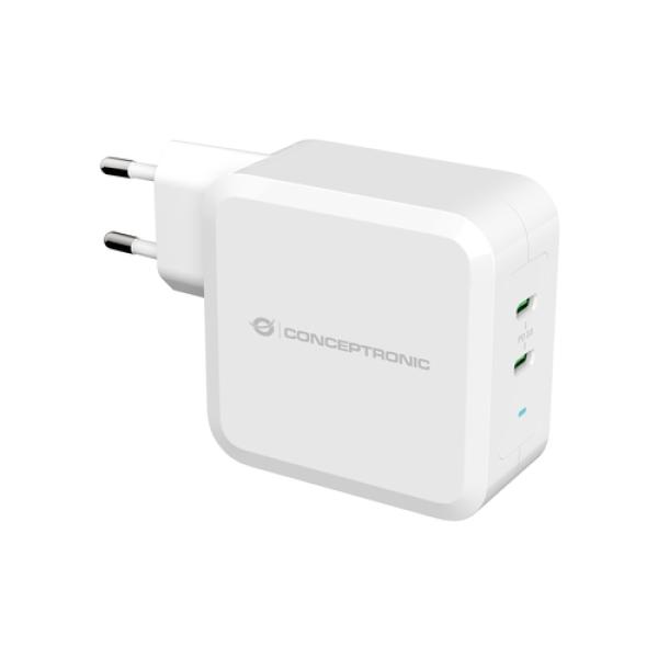 Cargador De Pared Quick Charge Pd 2 Puertos Usb-c Conceptronic Althea 100w