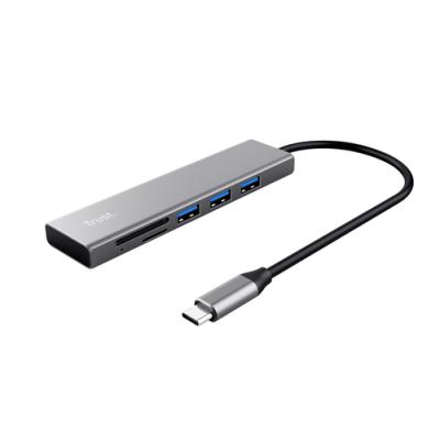 Hub Trust Halyx Aluminium Usb-c A 3 Puertos Usb-a Y Lector De