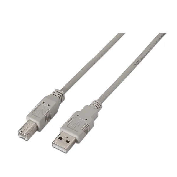 Cable USB 2.0 Impresora Aisens A101-0001/ USB Tipo-B Macho - USB Macho/ Hasta 2.5W/ 60Mbps/ 1m/ Beige