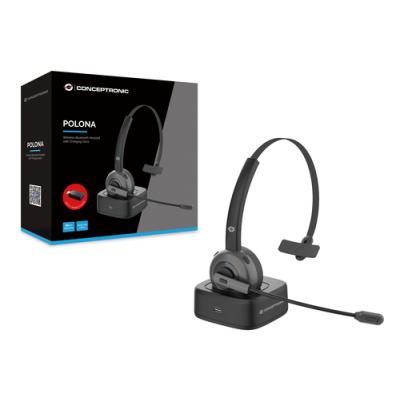 Headset Bluetooth Conceptronic Con Base De Carga Polona03bd