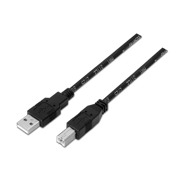 Cable USB 2.0 Impresora Aisens A101-0005/ USB Tipo-B Macho - USB Macho/ Hasta 2.5W/ 60Mbps/ 1m/ Negro