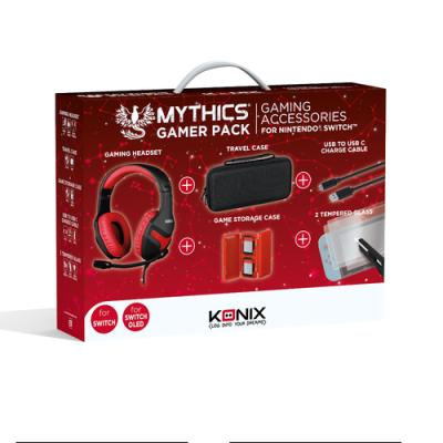 Pack Gamer Konix Switch Headset Gaming + Funda + Caja Para 4