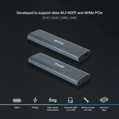 Caja Externa M.2 Usb-c Tooq Tqe-2223g Para M.2 Ngff/nvme Usb