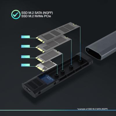 Caja Externa M.2 Usb-c Tooq Tqe-2223g Para M.2 Ngff/nvme Usb