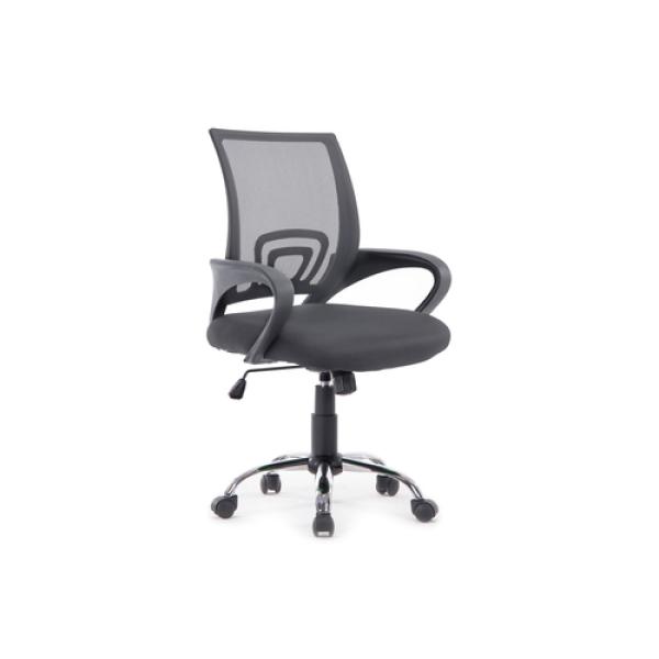 Silla De Oficina Equip De Malla Color Gris Oscuro Recubrimiento Pu De Alta Calidad Diseño Ergonomico