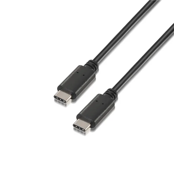 Cable USB 2.0 Tipo-C Aisens A107-0055/ USB Tipo-C Macho - USB Tipo-C Macho/ Hasta 9W/ 625Mbps/ 50cm/ Negro