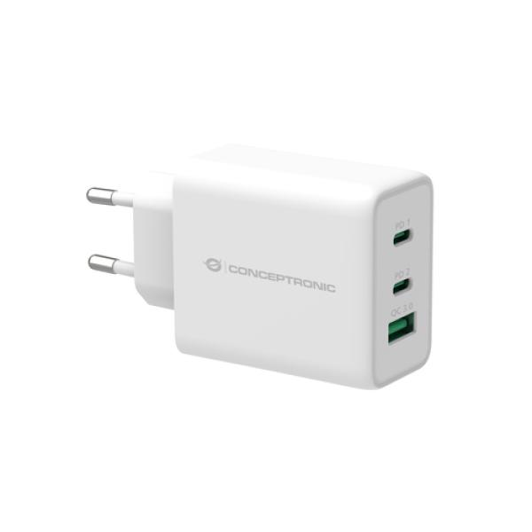 Cargador De Pared Quick Charge 3.0 Pd 2 Puerto Usb-c 1 Puerto Usb-a Conceptronic Althea 65w