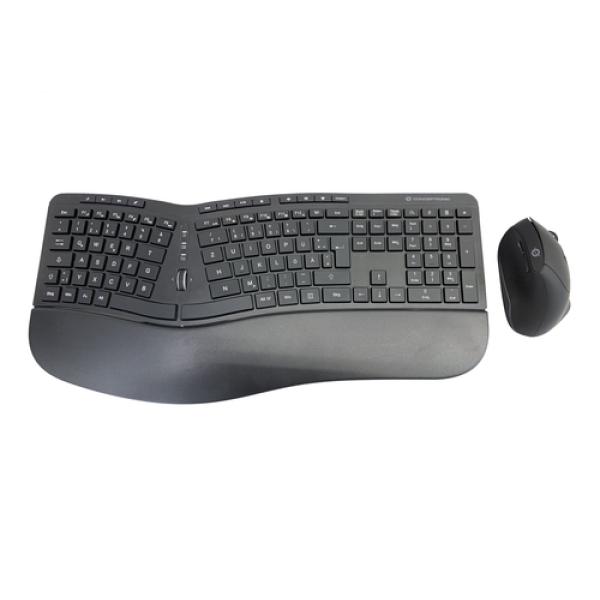 Pack Teclado Y Mouse Wireless Ergonomico Conceptronic Orazio02 Aleman