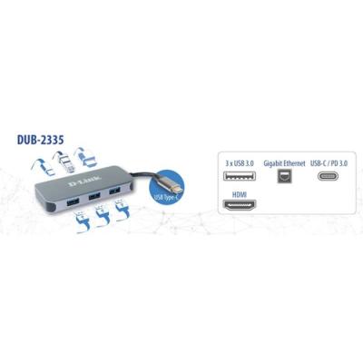 Docking Usb-c D-link Dub-2335 A 1xhdmi 4k 3xusb3.0 1xusb-c Pd