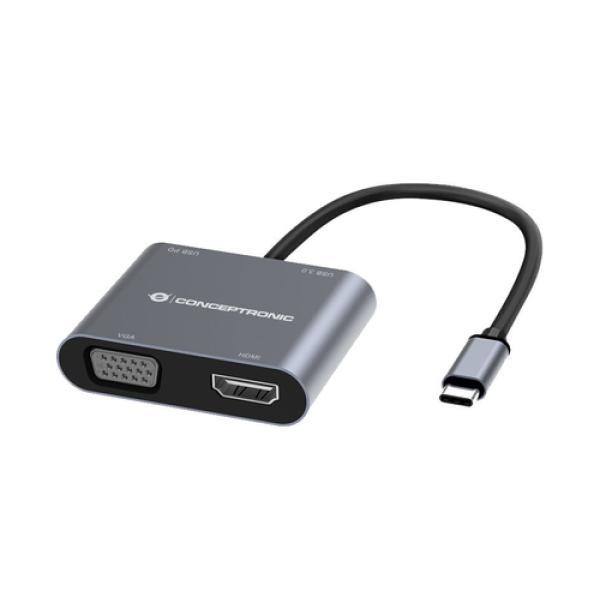 Docking Usb-c Conceptronic Donn016 1xhdmi 4k 1xvga 1xusb-c Pd 100w