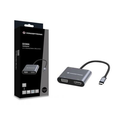 Docking Usb-c Conceptronic Donn016 1xhdmi 4k 1xvga 1xusb-c Pd