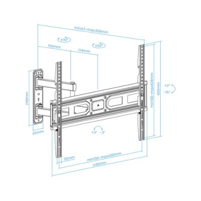 Soporte De Pared Orientable Tooq Lp7863tn-b Para Pantalla 37"-