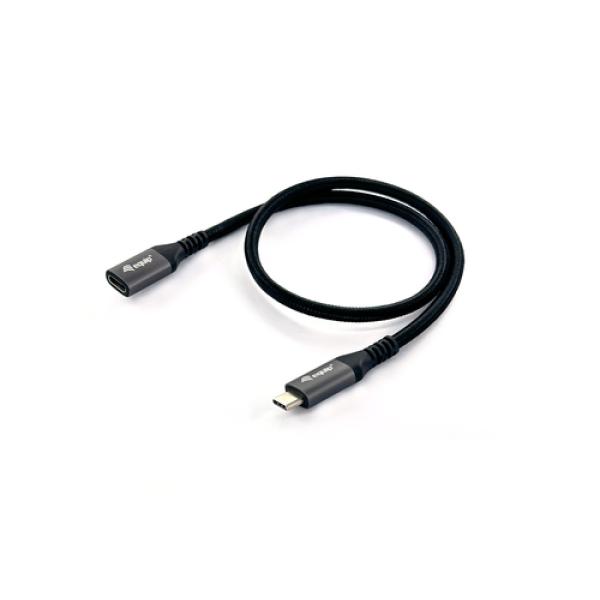 Cable Alargo Usb-c Macho Usb-c Hembra Usb 3.2 Gen 2 1m Transferencia 10g 4k/ Carcasa Aluminio Algodon Trenzado Negro