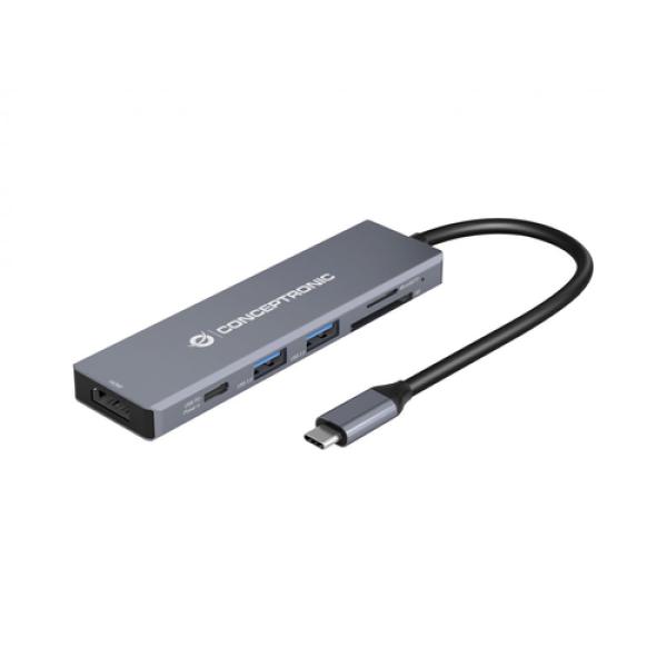 Docking Usb-c Conceptronic Donn23g 1xhdmi 4k 2xusb-a 3.0 1xusb-c Pd 100w 1xsd 1xmicrosd