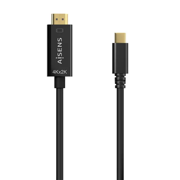 Cable Conversor HDMI 4K Aisens A109-0624/ USB Tipo-C Macho - HDMI Macho/ Hasta 27W/ 1250Mbps/ 1.8m/ Negro