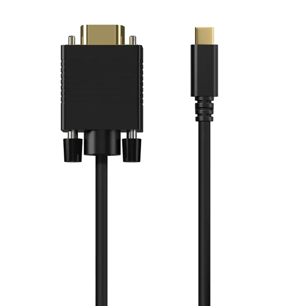 Cable Conversor Aisens A109-0693/ USB Tipo-C Macho - VGA Macho/ Hasta 27W/ 1250Mbps/ 1.8m/ Negro