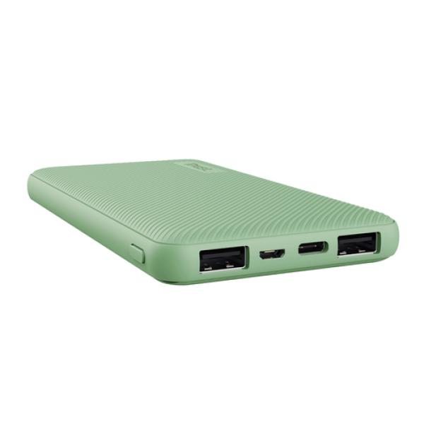 Powerbank Universal Trust Urban Primo Eco 10000 Ultrafina 25029 Verde 10000mah - 2 X Usb-a - 1 Usb-c