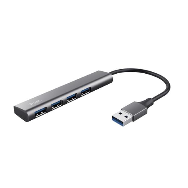 Hub Usb 3.2 Trust Halyx 24947 Usb-a 3.2 A 4 Puertos Usb-a 3.2 Acabado En Aluminio