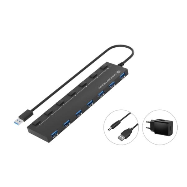 Hub Usb 3.2 Conceptronic Hubbies19bp 7 Puertos Usb 3.0 Con Interruptores Y Alimentador