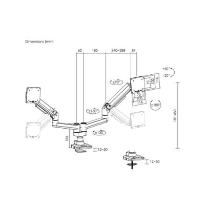 Soporte De Mesa Equip 650183 Para 2 Pantalla De 17"-35" Blanco