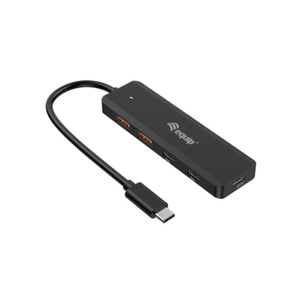 Hub Usb Equip Life 128965 7 Puertos Usb-a 3.2 Gen1 Con Interruptor Led 5v/2a Incluye Adaptador A Usb-c