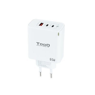 Cargador Gan de Pared TooQ TQWC-GANQC2PD65WT/ 2xUSB Tipo-C/