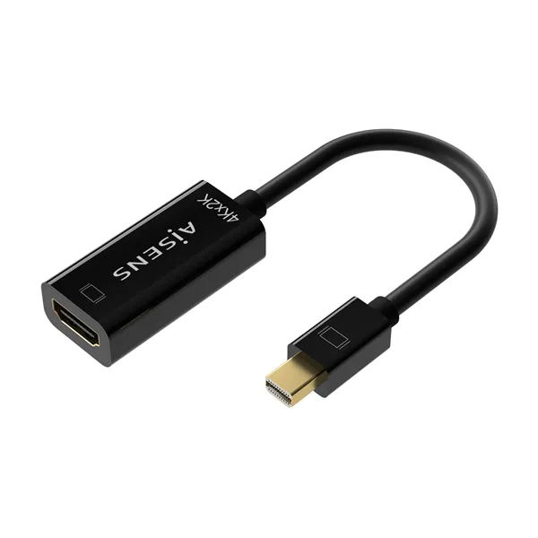 Cable Conversor Aisens A125-0643/ Mini DisplayPort Macho - HDMI Hembra/ Hasta 5W/ 2300Mbps/ 15cm/ Negro