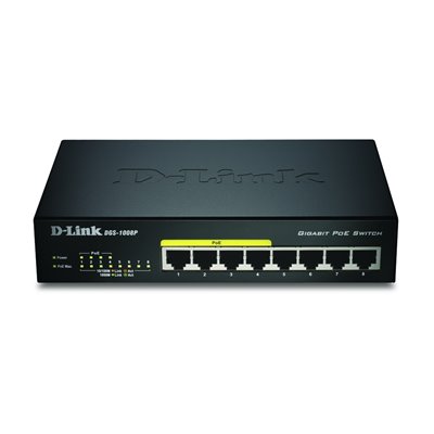 Switch D-Link DGS-1008P 8 Puertos/ RJ-45 Gigabit 10/100/1000/