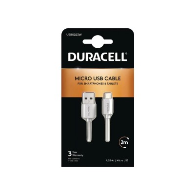 Cable USB 2.0 Duracell USB5023W/ USB Macho - MicroUSB Macho/