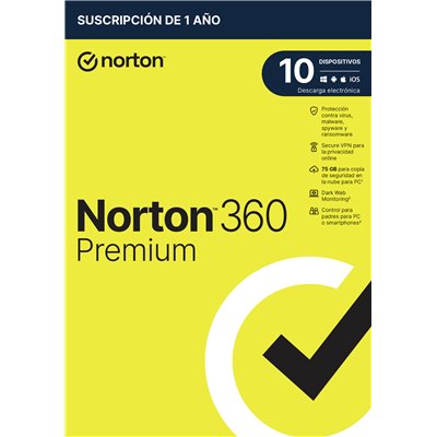 Norton 360 premium 75gb es 1us 10 dispositivos 1a