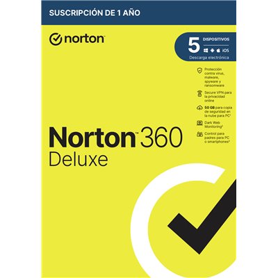 Norton 360 deluxe 50gb es 1us 5 dispositivos 1a