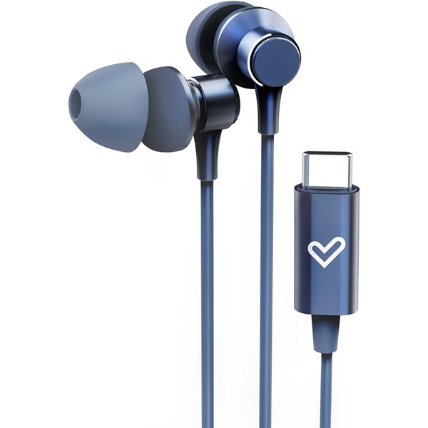 Energy Sistem Metallized Azul - Auriculares con conexión USB-C, Micrófono,Control de Volumen, Aluminio