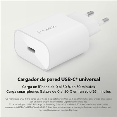 Belkin BoostCharge Cargador USB-C Carga RAPIDA 25W de pared