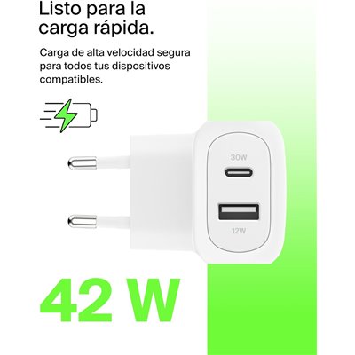 Belkin BoostCharge Cargador de Pared con Dos Puertos de 42 W