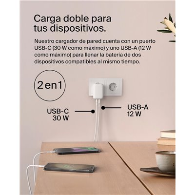 Belkin BoostCharge Cargador de Pared con Dos Puertos de 42 W